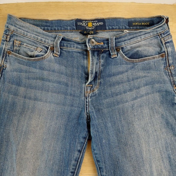 Lucky Brand Women's 6/28 Long Sofia Boot Medium Wash 8.5 Rise Bootcut Blue Jeans - Picture 3 of 8